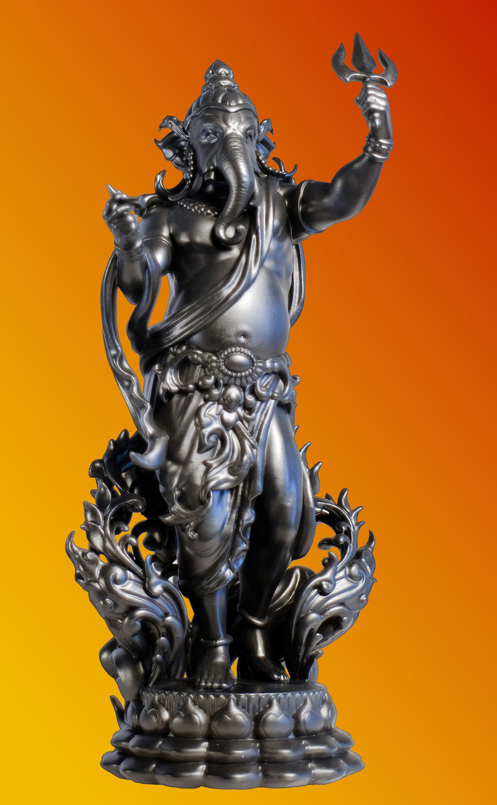 Statue du Seigneur Ganesha debout, dieu à tête d’éléphant des nouveaux départs. (Fait main, résine UV)