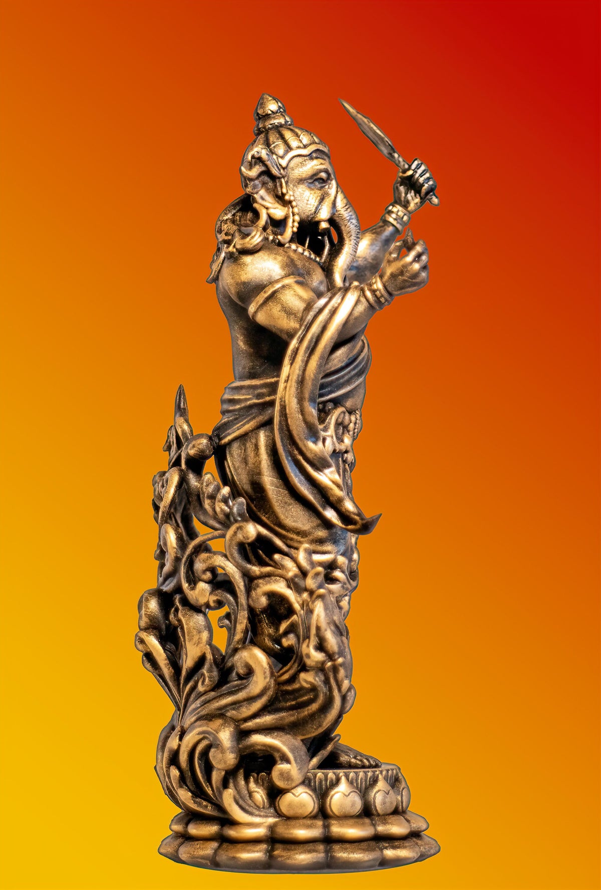 Statue du Seigneur Ganesha debout, dieu à tête d’éléphant des nouveaux départs. (Fait main, résine UV)
