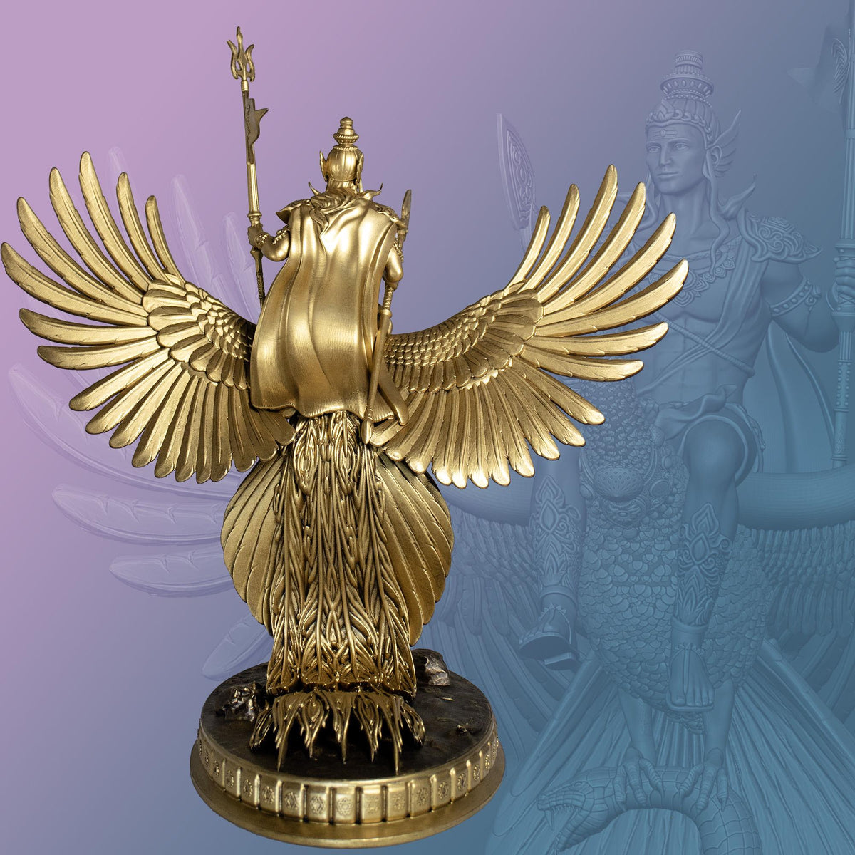 Statue du Seigneur Kartikeya (Grande 11"). Skanda, Murugan, Kumara, fils du Seigneur Shiva. (Fait main, résine UV)