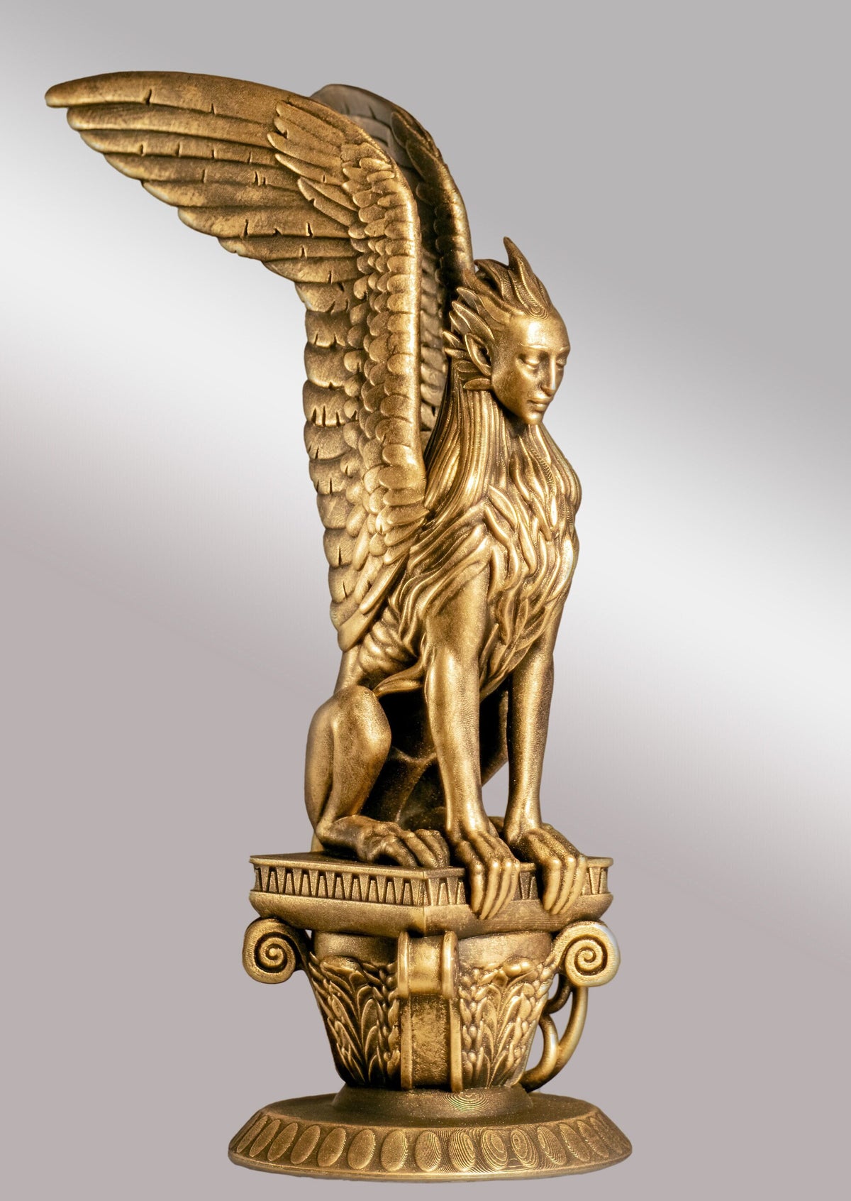 Statue of Ancient Greek Sphinx - guardian of knowledge forbidden to mortals. (Handmade, UV-resin)