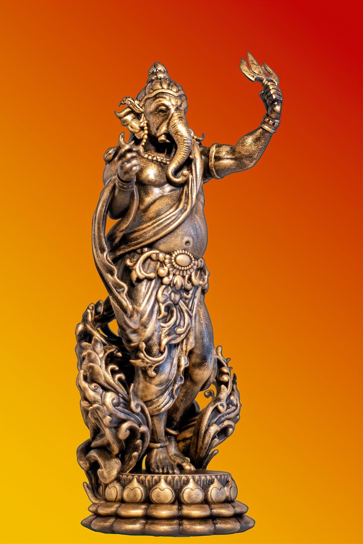 Statue of Standing Lord Ganesha, Elephant-headed God of New Beginnings. (Handmade, UV-resin)