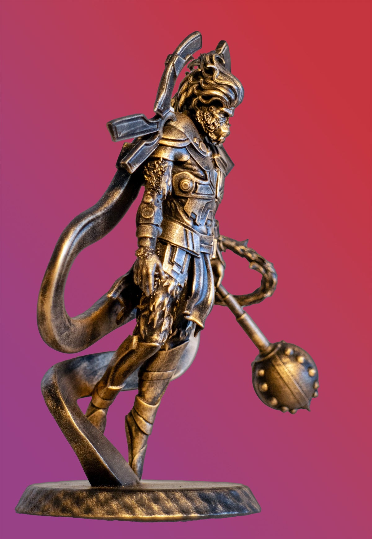 Statue du Seigneur Pavanputra Hanuman en vol. (Fait main, résine UV)