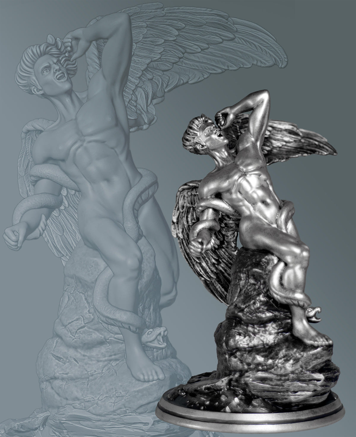 Lucifer Fallen Angel Statue, Morning Star (Venus), Satan Devil (Handmade, UV-Resin)