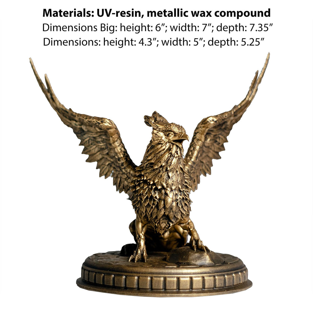 Statue de griffon, créature mythique d'Égypte, d'Inde et d'Europe. (2 tailles, fait main, résine UV)