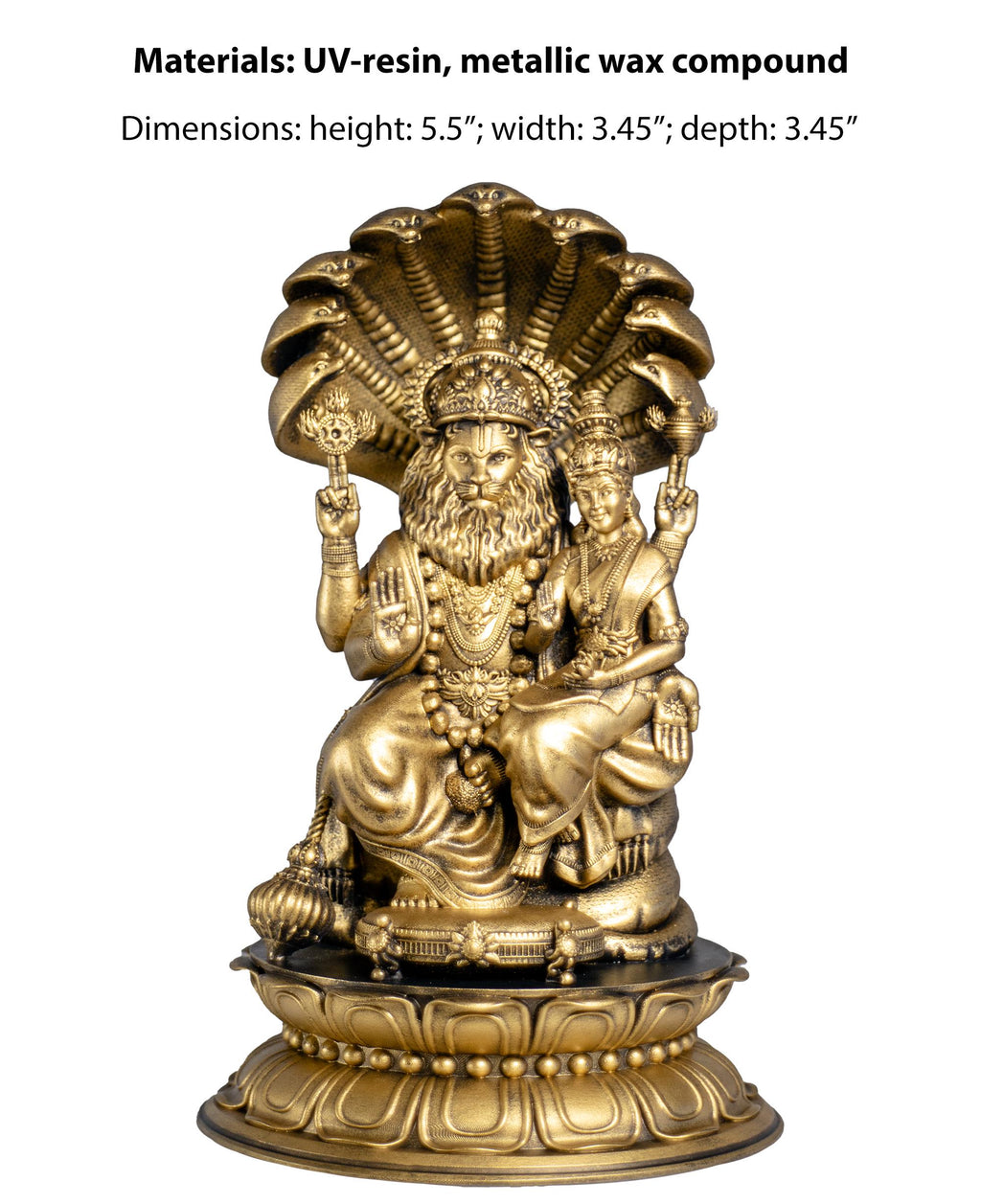 Statue de Sri Lakshmi Narasimha. 4e avatar du dieu Vishnu. Déesse de la prospérité Lakshmi. (Fait main, résine UV)