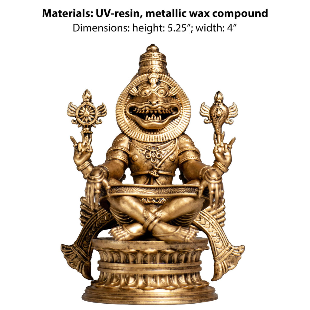 Sri Ugra Narasimha Statue, Yoga Lakshmi Narasimha, Lord Vishnu's 4-th Incarnation. (Handmade, UV-resin)