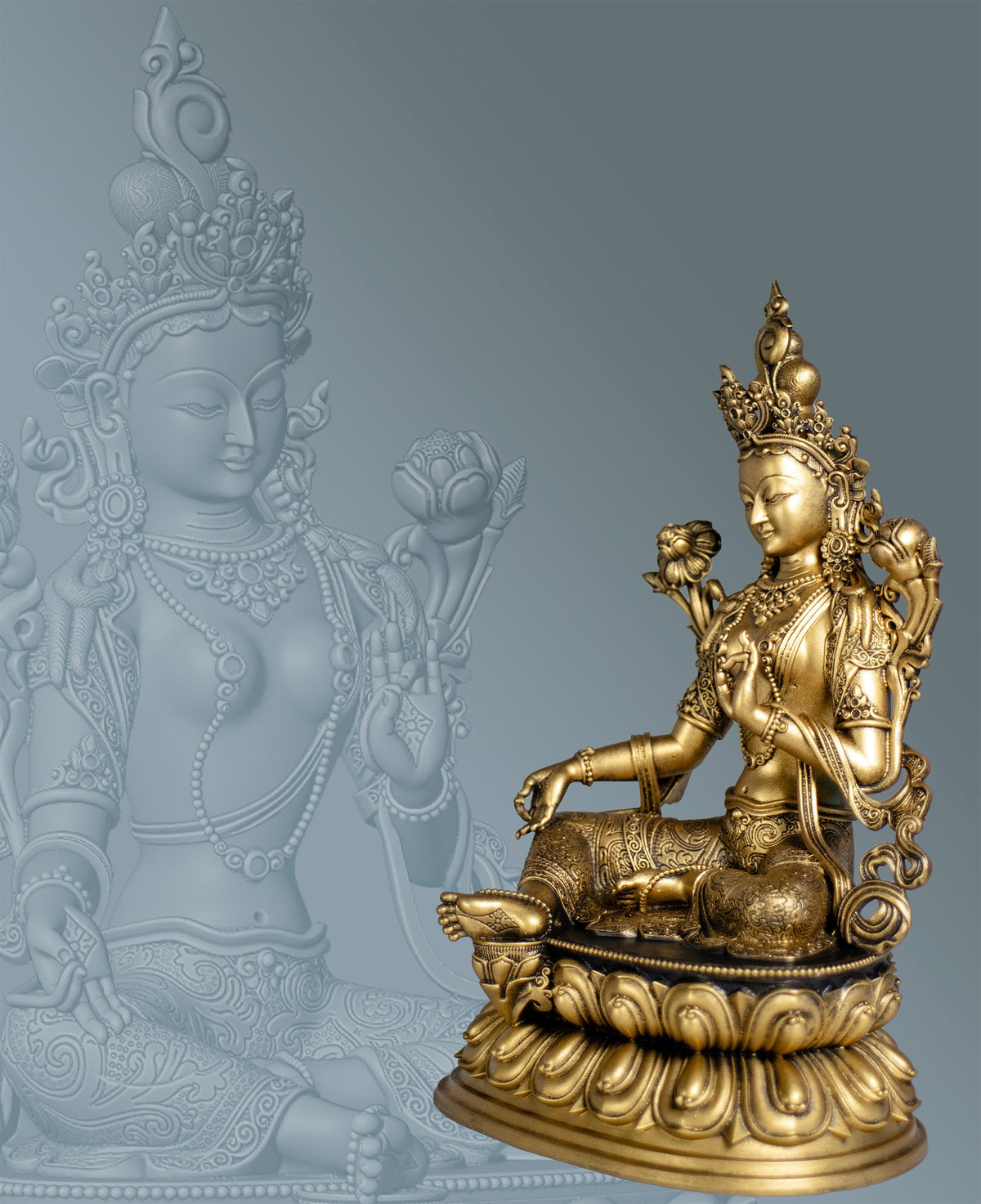 Statue of Tara, Female Bodhisattva, Meditation Deity, Mother of Liberation, Tantra Goddess. (Handmade, UV-resin)