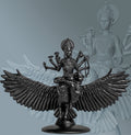 Statue de Lakshmi, déesse de la richesse et de la bonne fortune chevauchant la chouette Uluka (faite à la main, résine UV)