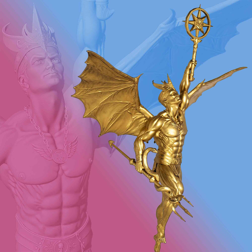 Statue de Lucifer Rising, alias Ange déchu, Satan, Diable (Fait main, résine UV)