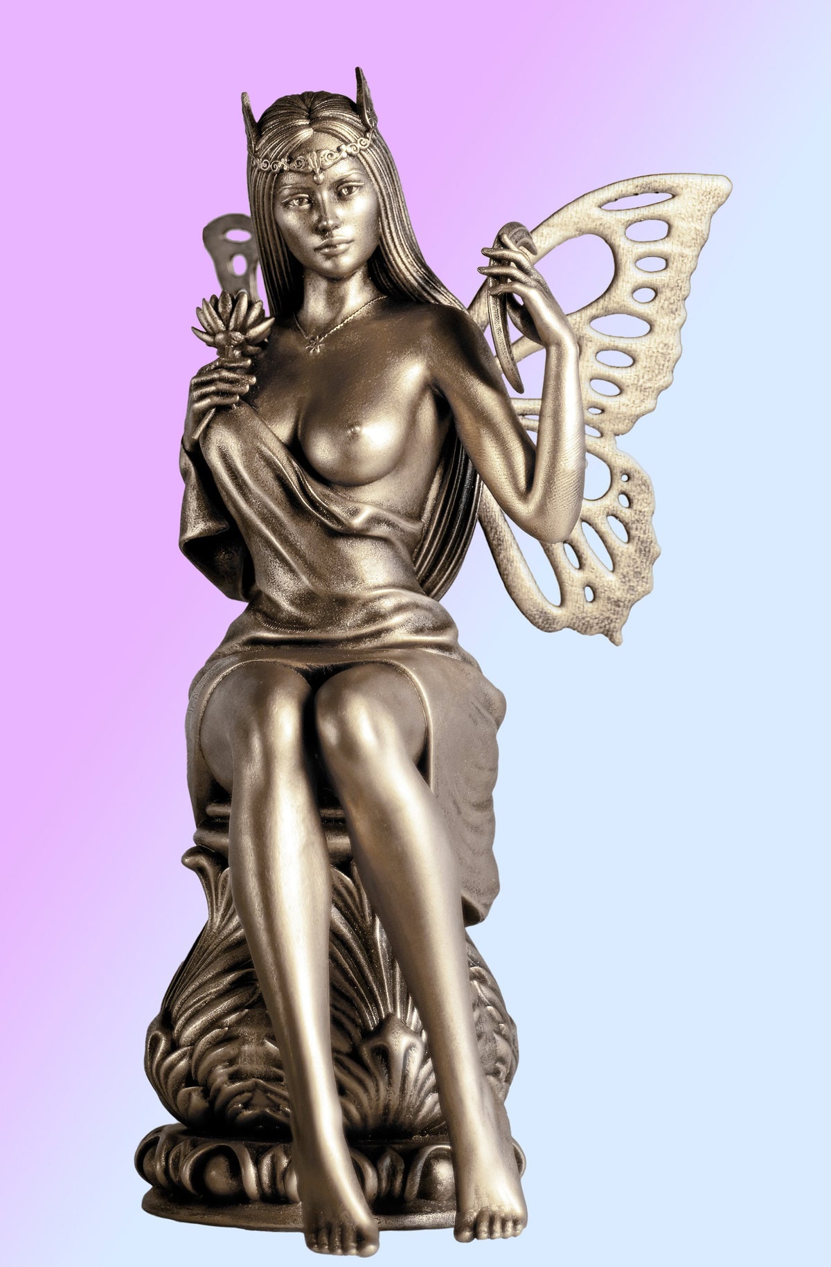 12" Statue of Psyche, ancient Greek Goddess of the Soul. (Handmade, UV-resin)