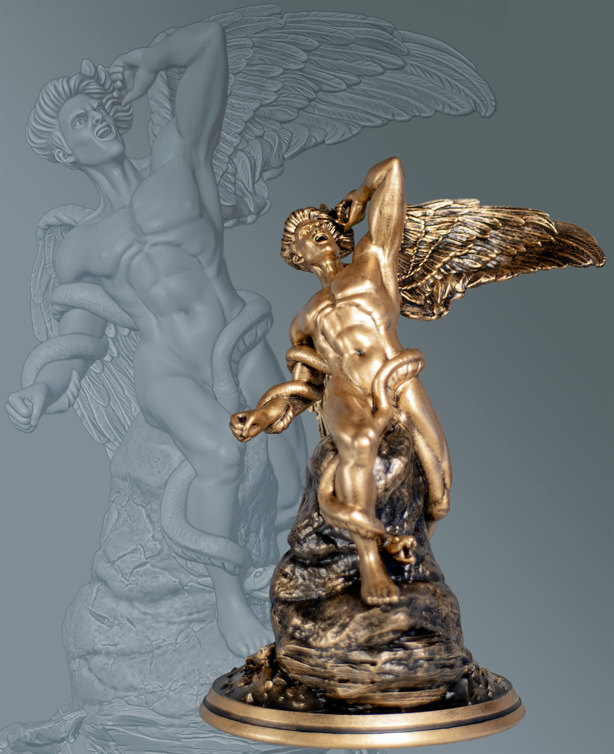 Lucifer Fallen Angel Statue, Morning Star (Venus), Satan Devil (Handmade, UV-Resin)