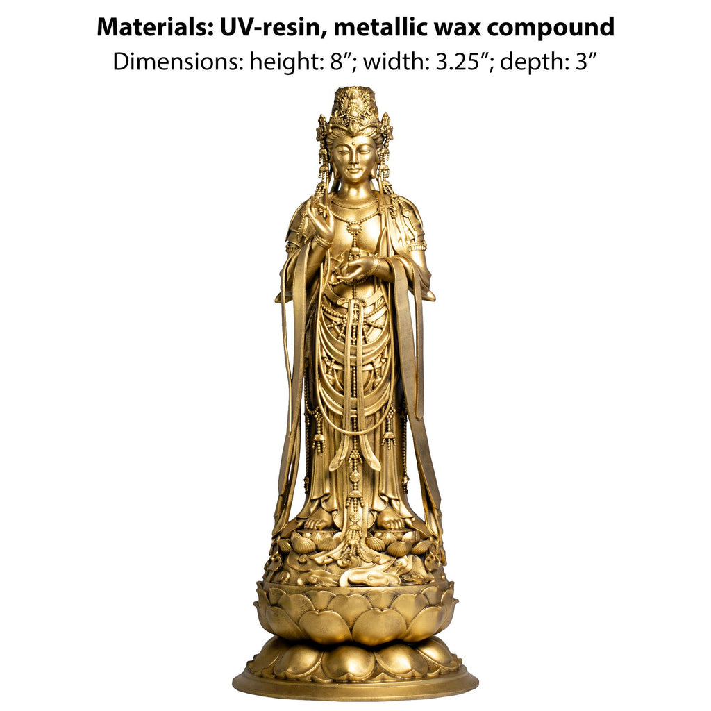 Statue d'Avalokiteshvara. Bouddha éternel Amitabha né de lui-même. Bodhisattva de la compassion Guanyin (fait main, résine UV)