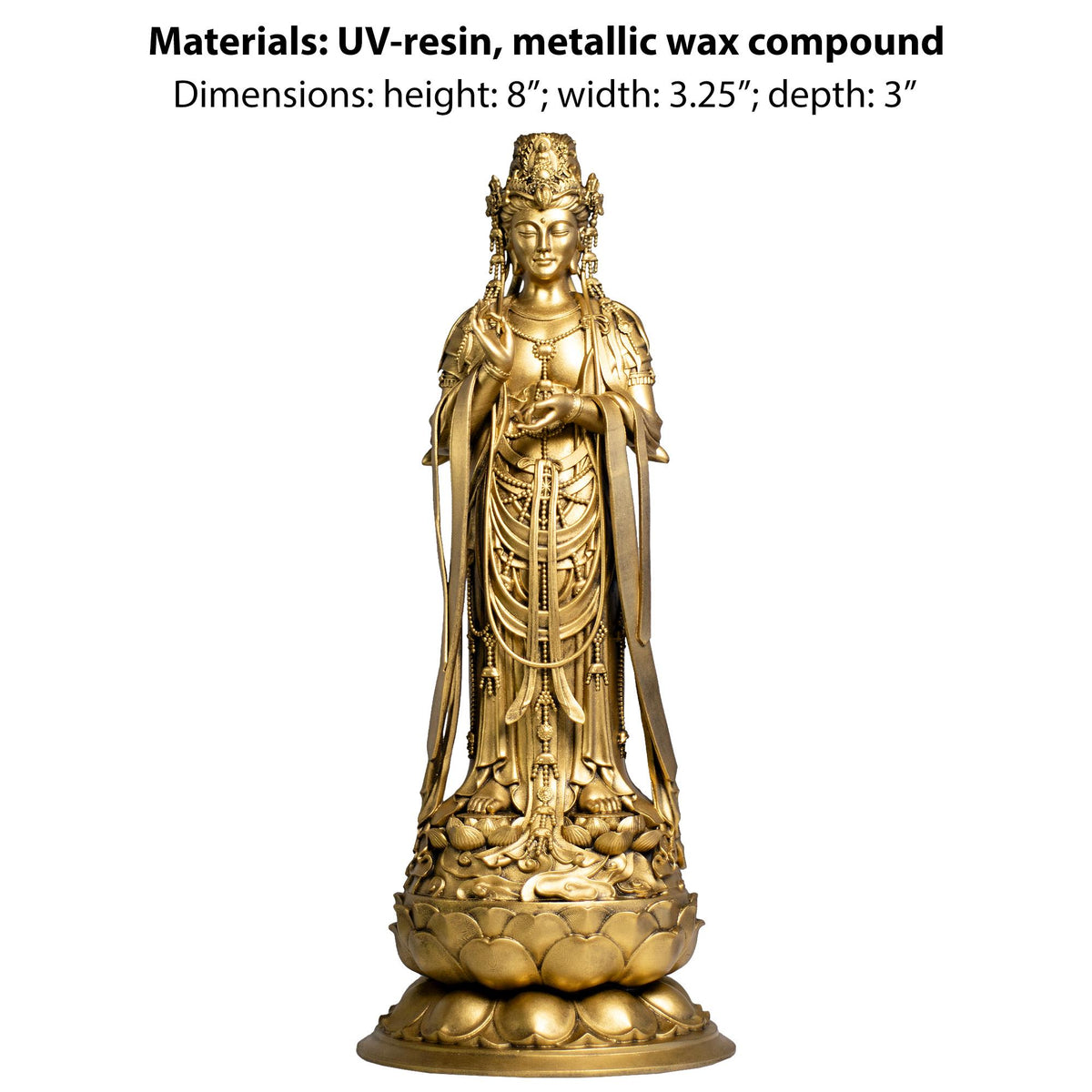 Avalokiteshvara Statue. Self-born Eternal Buddha Amitabha. Guanyin Bodhisattva of Compassion (Handmade, UV-resin)