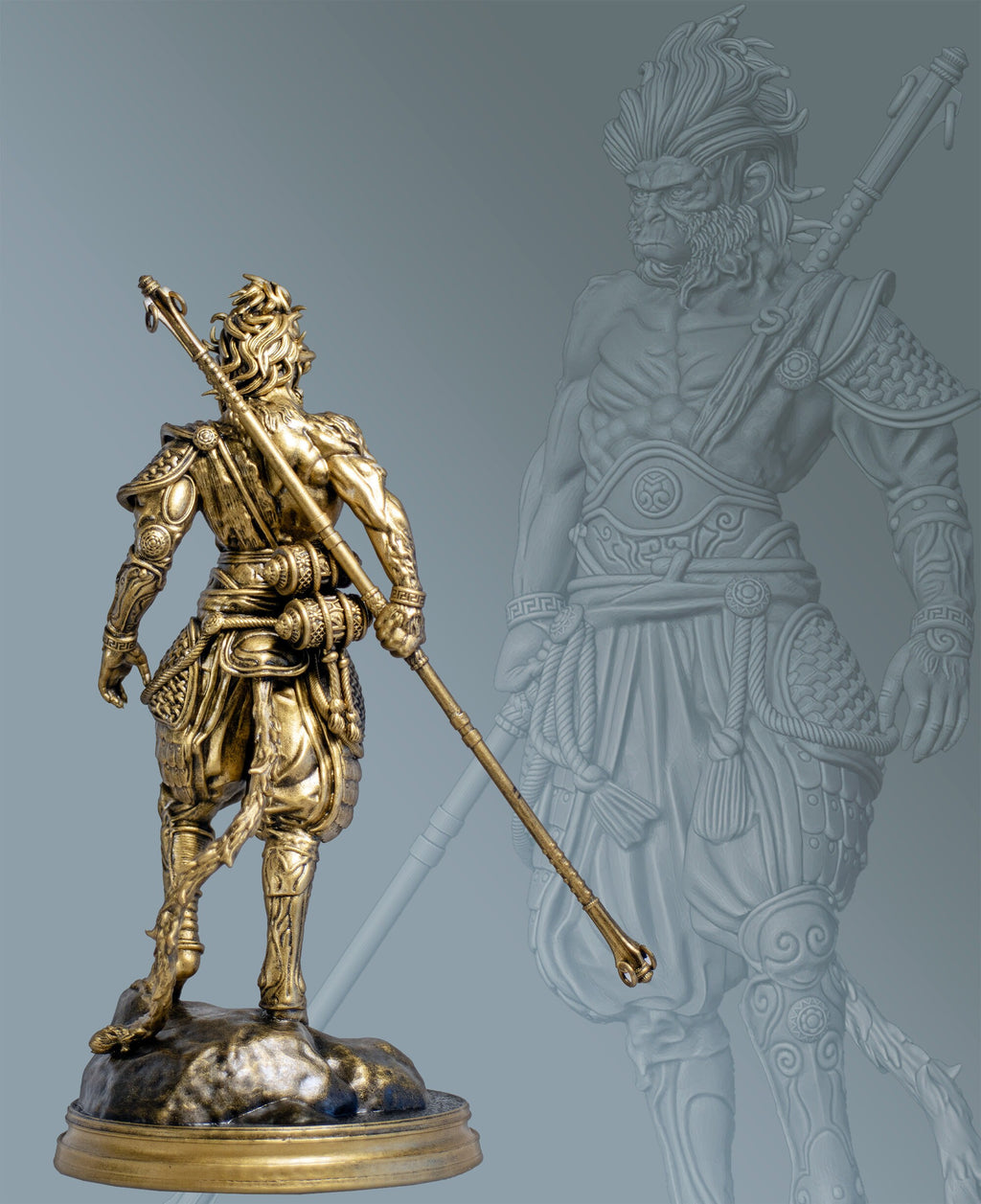 Statue de Sun Wukong, le Roi Singe, divinité bouddhiste Feng Shui (fabriquée à la main, résine UV)