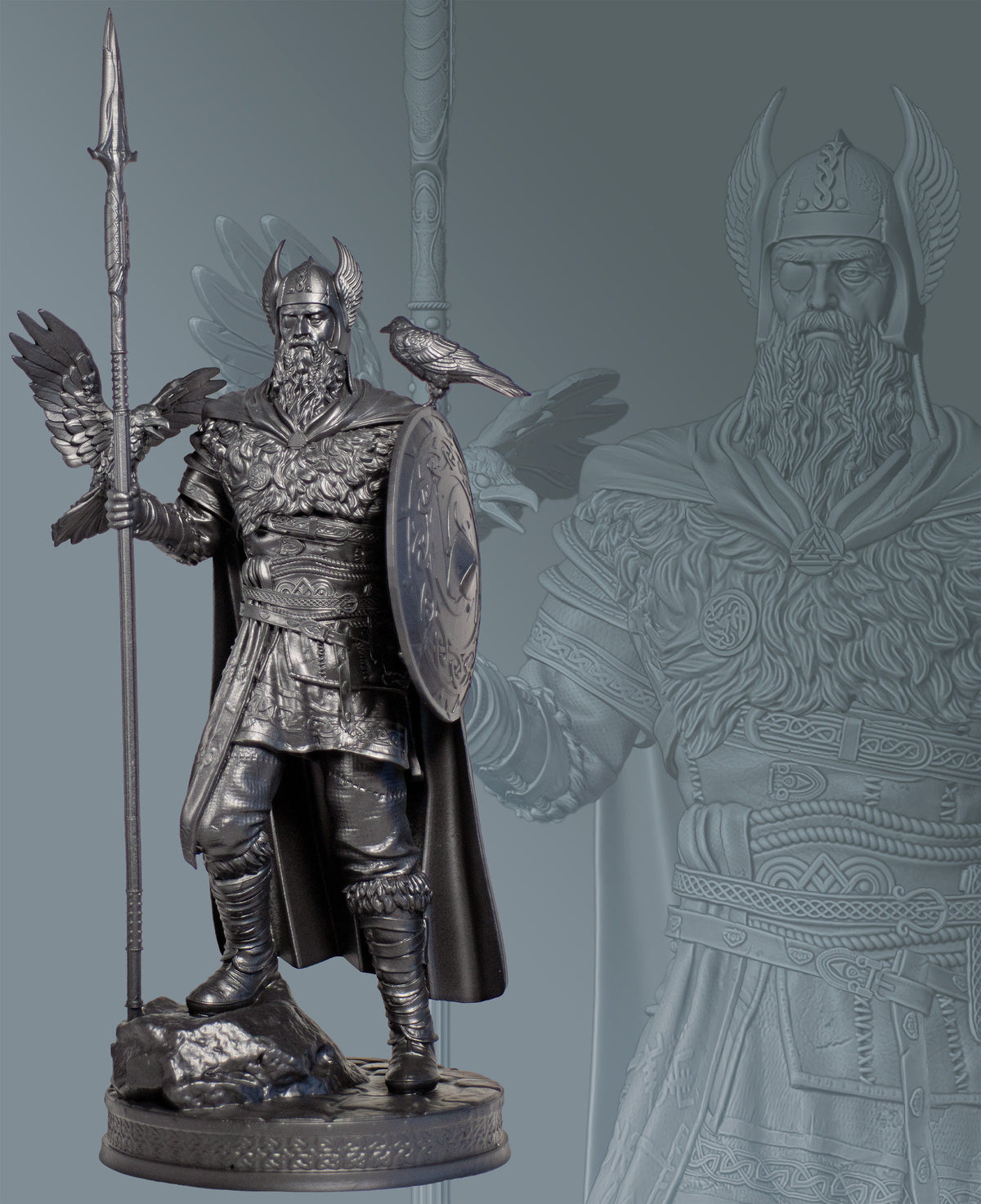 Odin Statue, Allfather in Norse Mythology, Viking Warrior God. (Handmade, UV-resin)