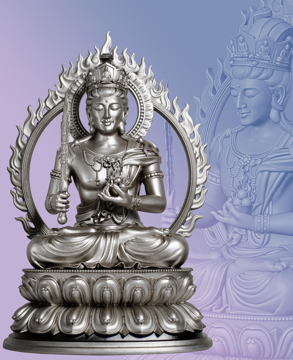 Akasagarbha Statue, Boundless Wisdom Bodhisattva. (Handmade, UV-Resin)