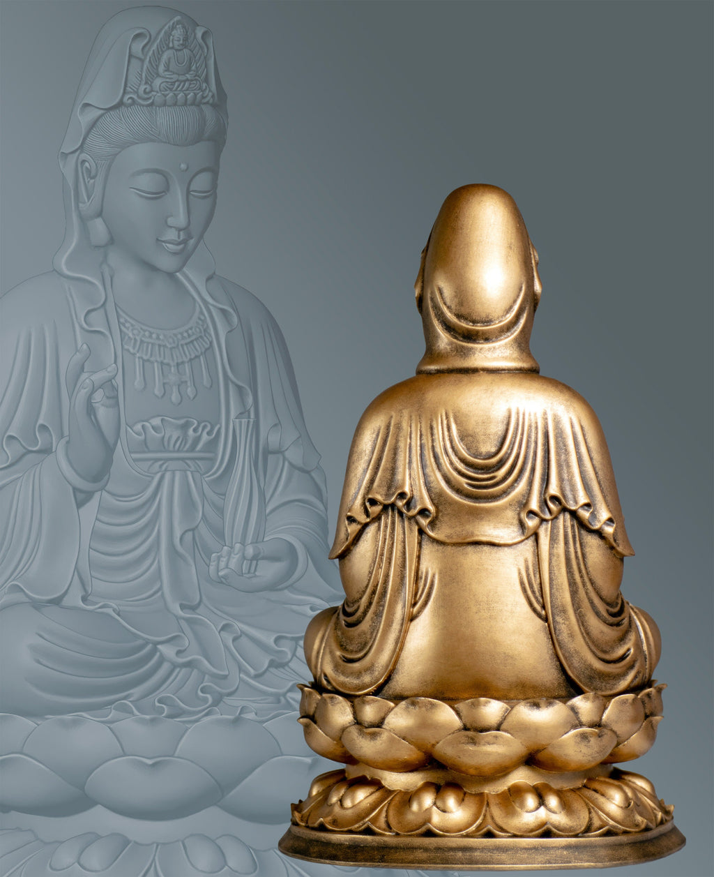 Kwan Yin Avalokiteshvara Statue, Bodhisattva of Compassion, Goddess of Mercy. (Handmade, UV-resin)