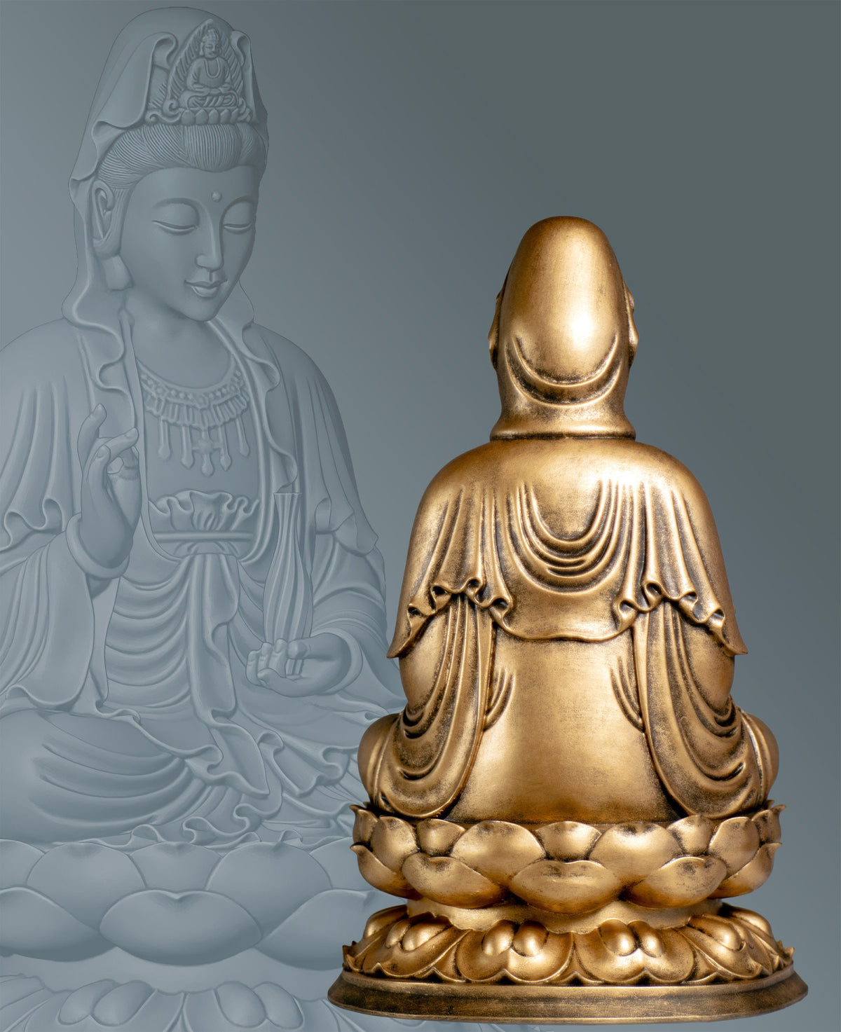 Kwan Yin Avalokiteshvara Statue, Bodhisattva of Compassion, Goddess of Mercy. (Handmade, UV-resin)
