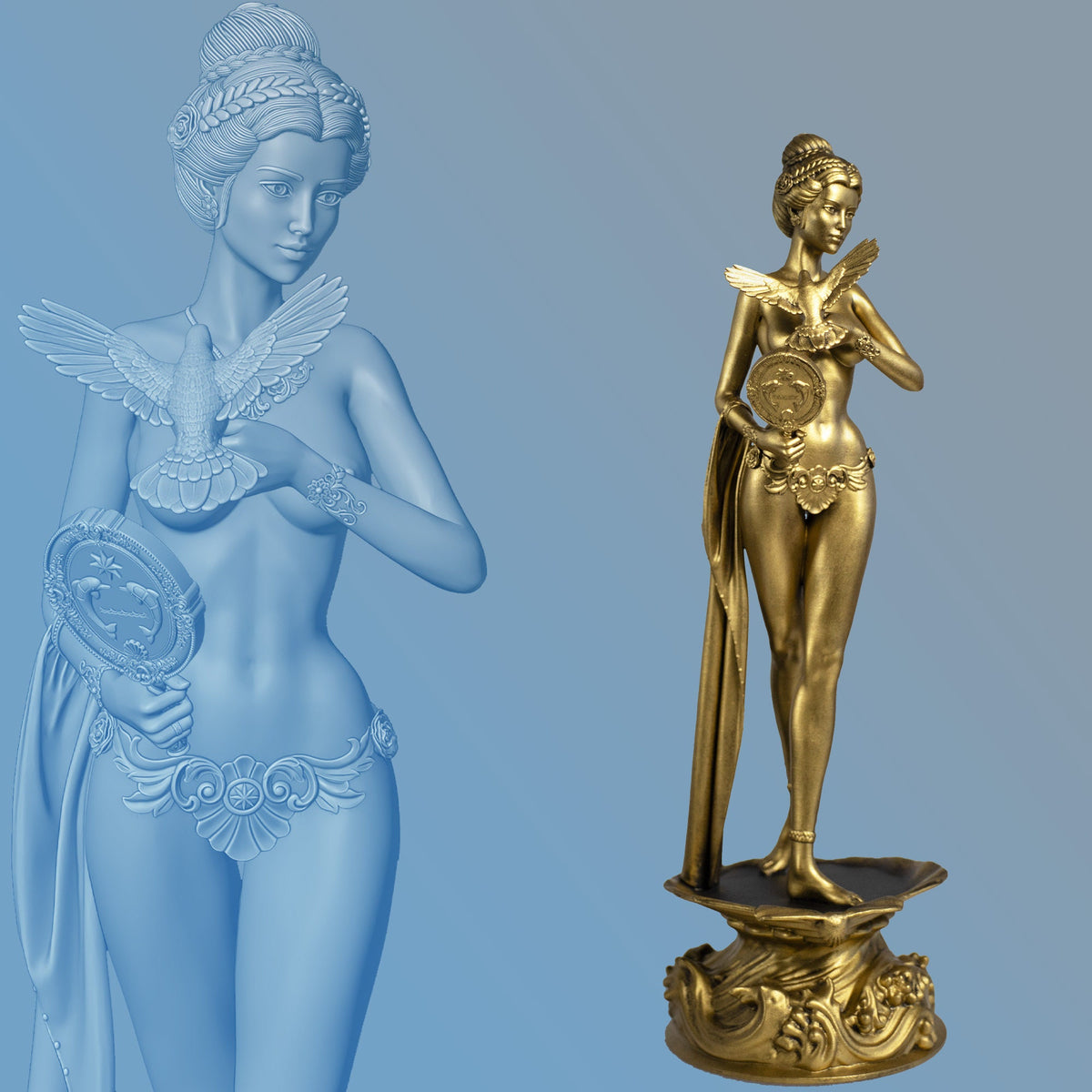 Aphrodite (Venus) Statue, Goddess of Love, Sex, Procreation, Pleasure, Beauty and Joy, (Handmade, UV-resin)