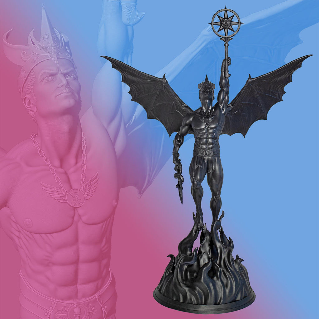 Lucifer Rising Statue, Fallen Angel, Satan, Devil in Christian Theology (Handmade, UV-Resin)