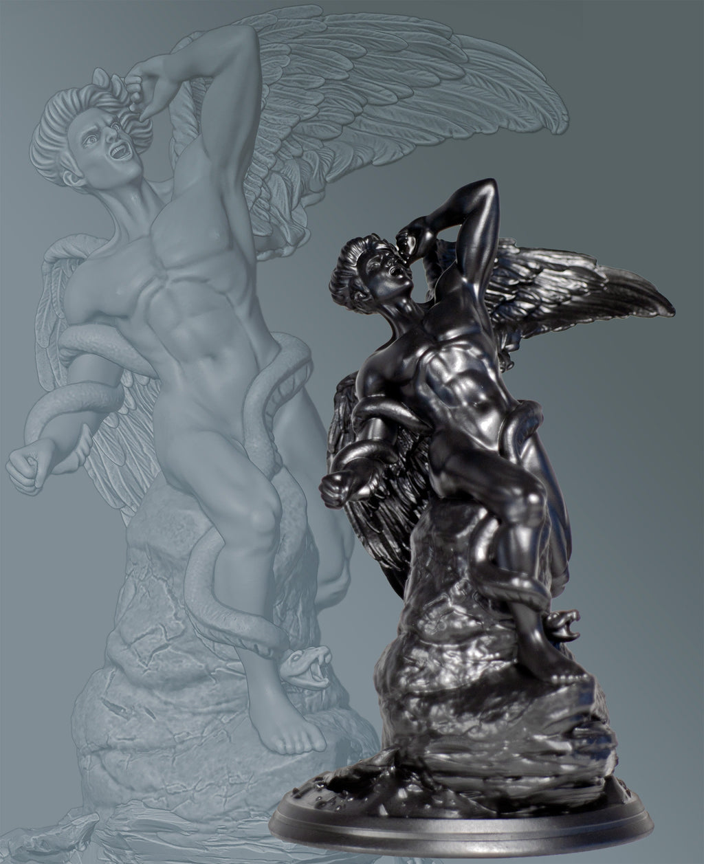 Statue de Lucifer ange déchu, Étoile du matin (Vénus), Satan Diable (Fait main, résine UV)