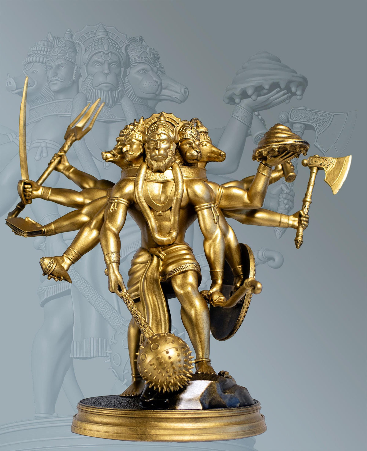 Lord Panchamukhi Hanuman Statue, 5-faced form of Hanuman (Handmade, UV-resin, 2 sizes)
