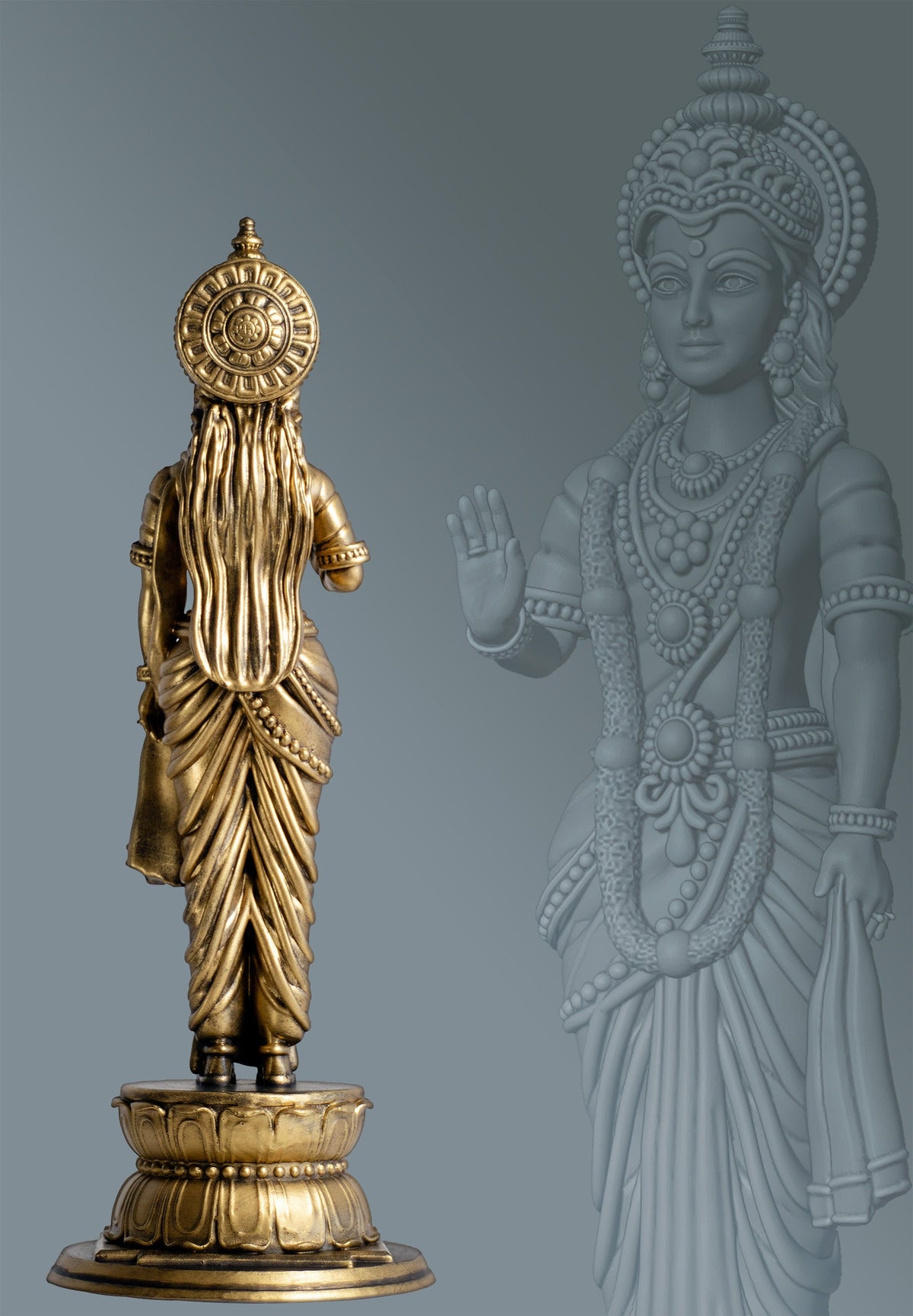 Statue de Shri Sita, épouse du Seigneur Ram dans l'épopée du Ramayana. Avatar de la déesse Lakshmi. (Faite à la main, résine UV)