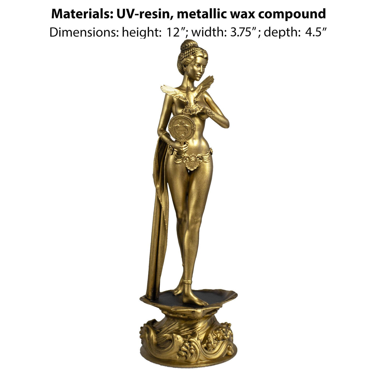 12" Aphrodite (Venus) Statue, Love, Sexuality, Beauty Goddess. In Gold, Silver, Black colors (Handmade, UV-resin)