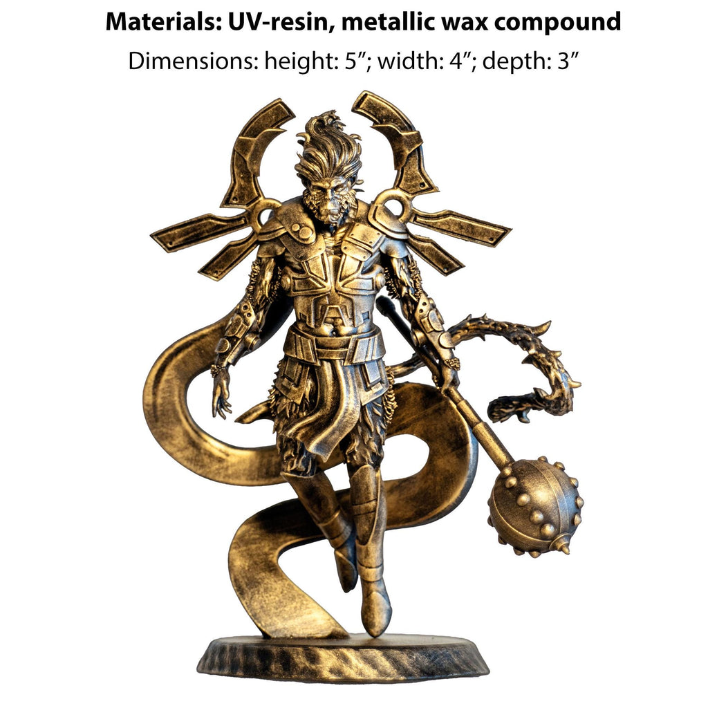 Statue du Seigneur Pavanputra Hanuman en vol. (Fait main, résine UV)