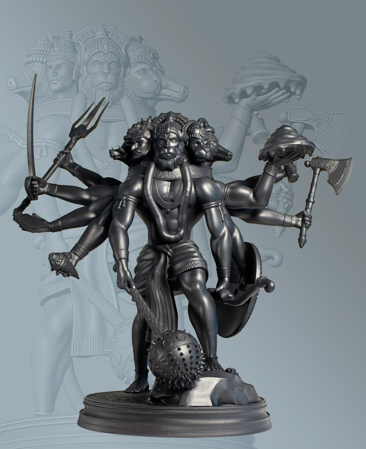 Lord Panchamukhi Hanuman Statue, 5-faced form of Hanuman (Handmade, UV-resin, 2 sizes)