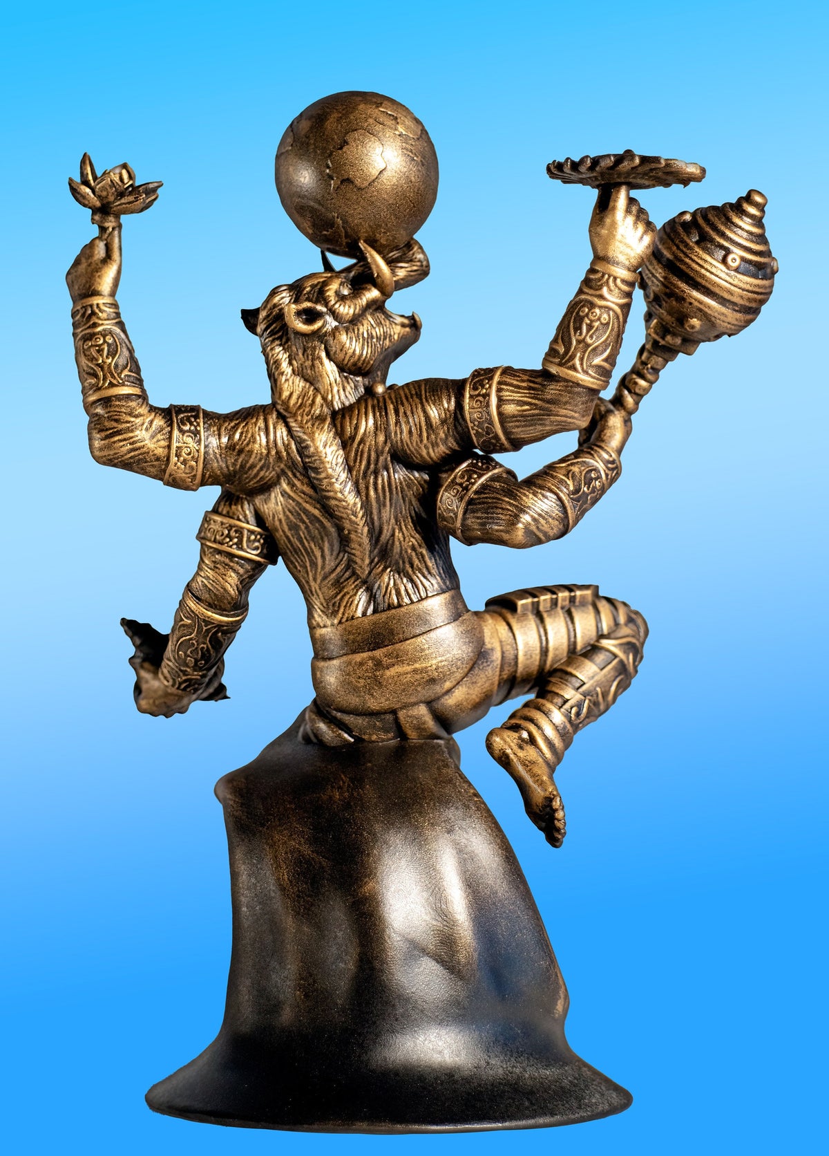 Lord Varaha Saving the Earth Statue. Avatar of Lord Vishnu. (Handmade, UV-resin)