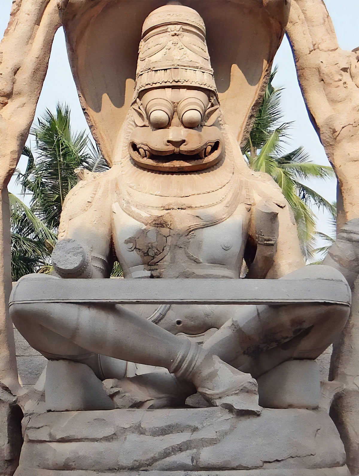 Sri Ugra Narasimha Statue, Yoga Lakshmi Narasimha, Lord Vishnu's 4-th Incarnation. (Handmade, UV-resin)