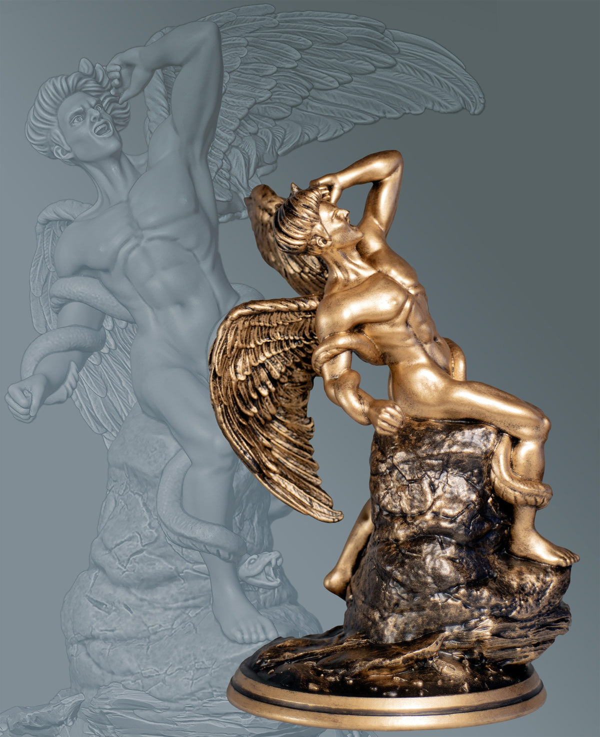 Lucifer Fallen Angel Statue, Morning Star (Venus), Satan Devil (Handmade, UV-Resin)