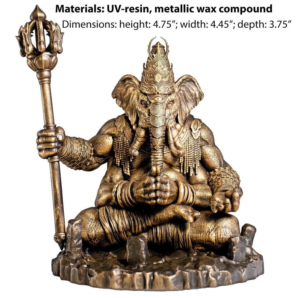 Statue of the Ascetic Lord Ganesha in Yoga Meditation. (Handmade, UV-resin)
