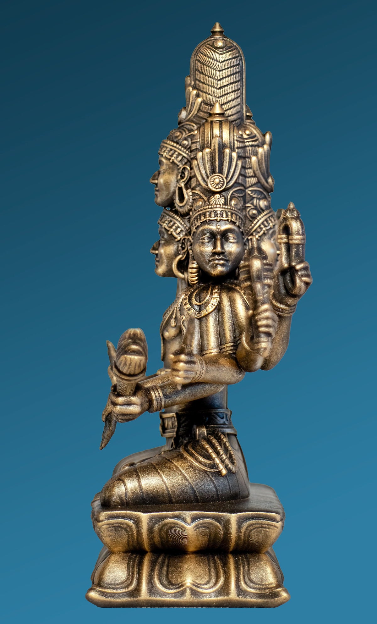 Statue of Lord Sadashiva, the highest five-faced Lord Shiva's form. (Handmade, UV-resin, 2 sizes)