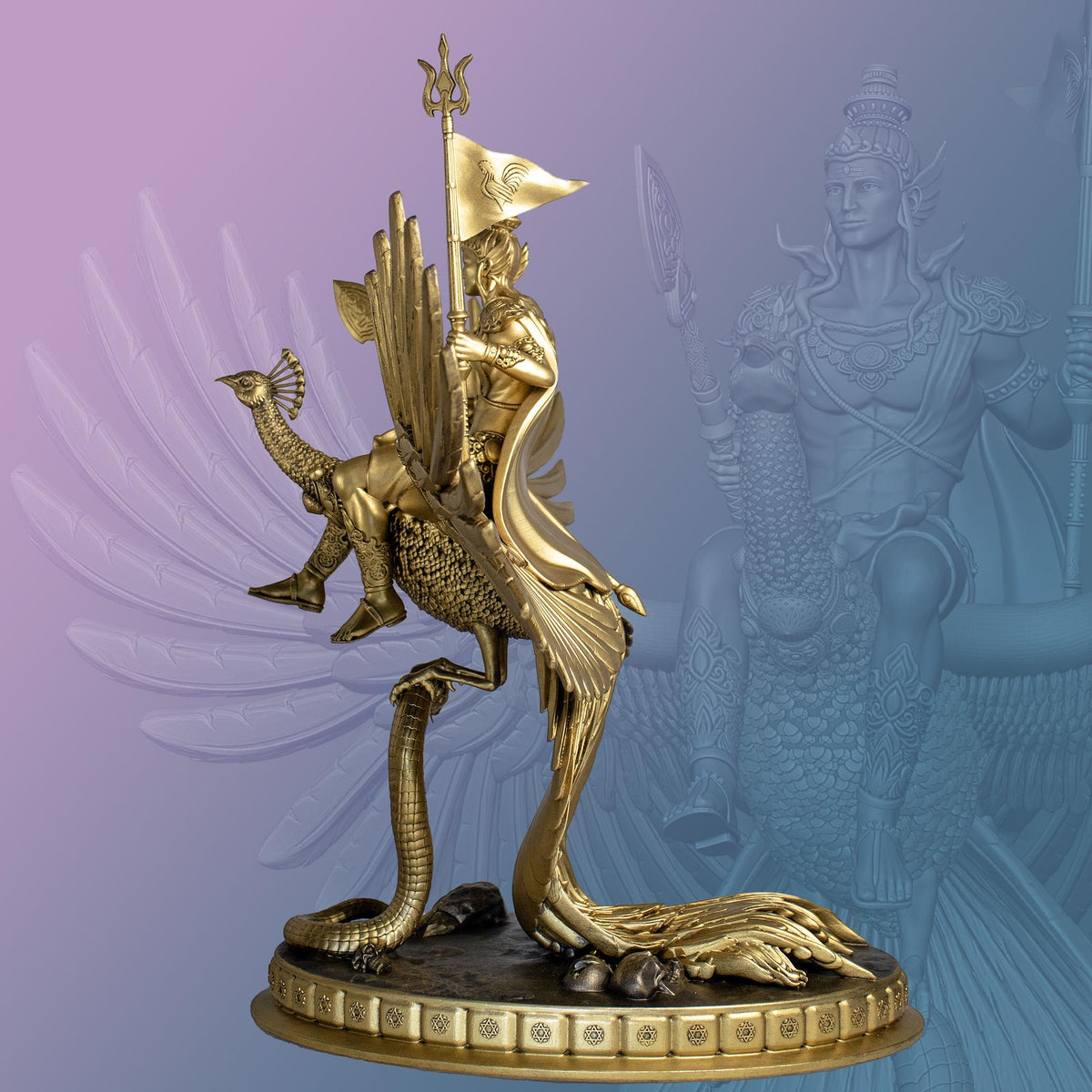 Lord Kartikeya Statue (Small 7.25"). Skanda, Murugan, Kumara, Lord Shiva's Son. (Handmade, UV-resin)