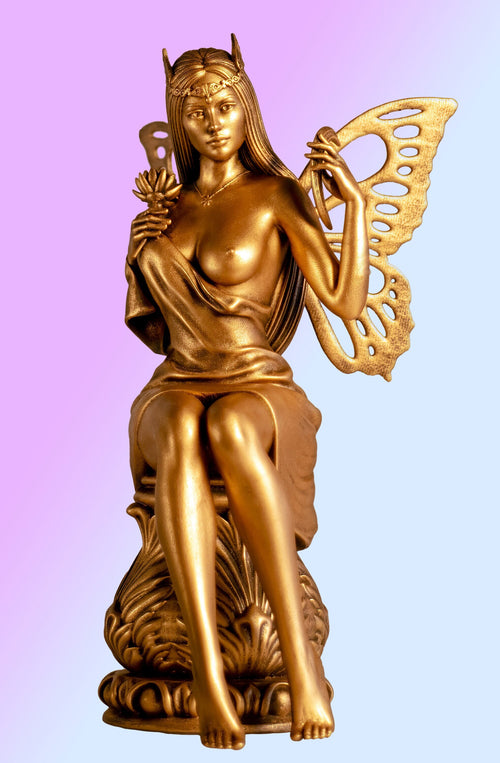 12" Statue of Psyche, ancient Greek Goddess of the Soul. (Handmade, UV-resin)