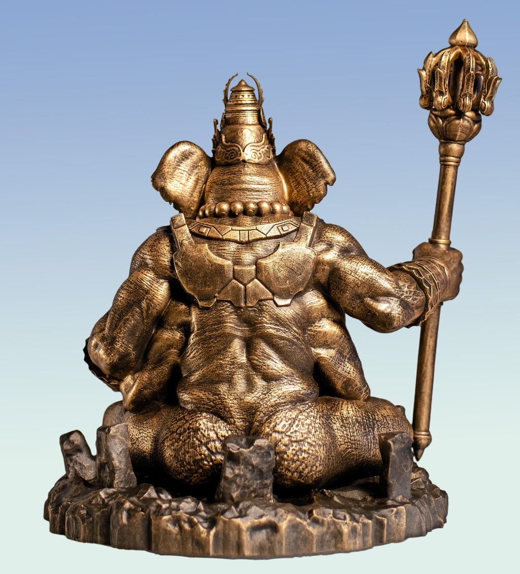 Statue of the Ascetic Lord Ganesha in Yoga Meditation. (Handmade, UV-resin)