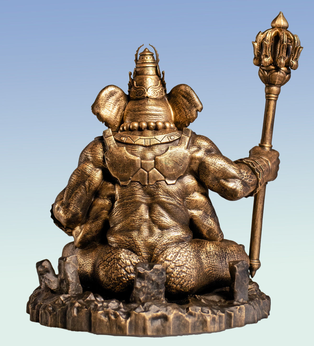 Statue of the Ascetic Lord Ganesha in Yoga Meditation. (Handmade, UV-resin)