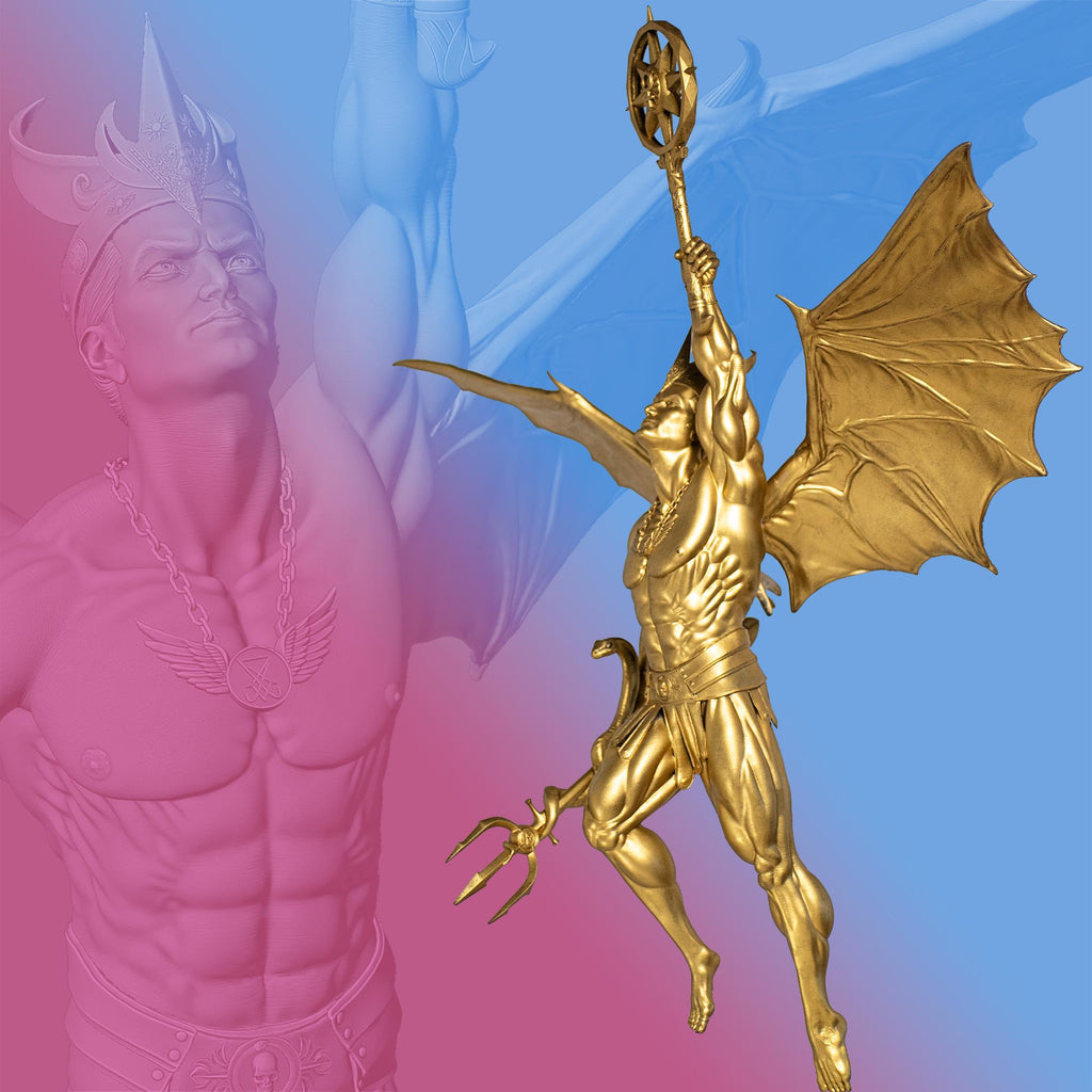 Statue de Lucifer Rising, alias Ange déchu, Satan, Diable (Fait main, résine UV)