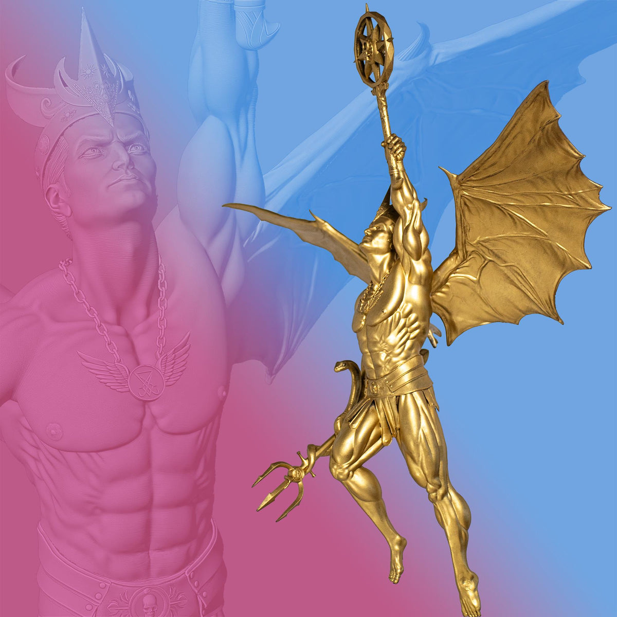Lucifer Rising Statue, a.k.a. Fallen Angel, Satan, Devil (Handmade, UV-Resin)