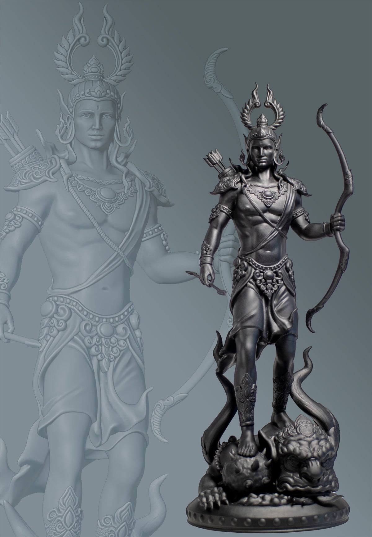 Lord Ram Statue, the Demon Slayer. Rama, Ramar, Raman, Ramachandra, Ramayana's Main Hero. (Handmade, UV-resin)