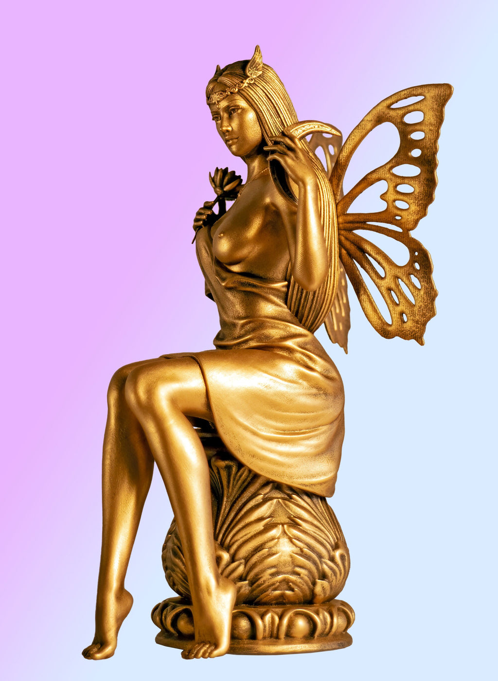 12"-Statue der Psyche, altgriechische Göttin der Seele. (Handgefertigt, UV-Harz)