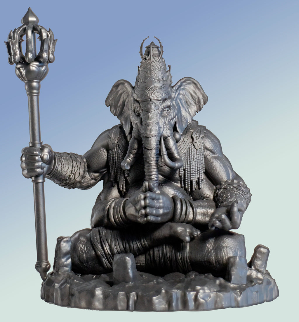 Statue of the Ascetic Lord Ganesha in Yoga Meditation. (Handmade, UV-resin)