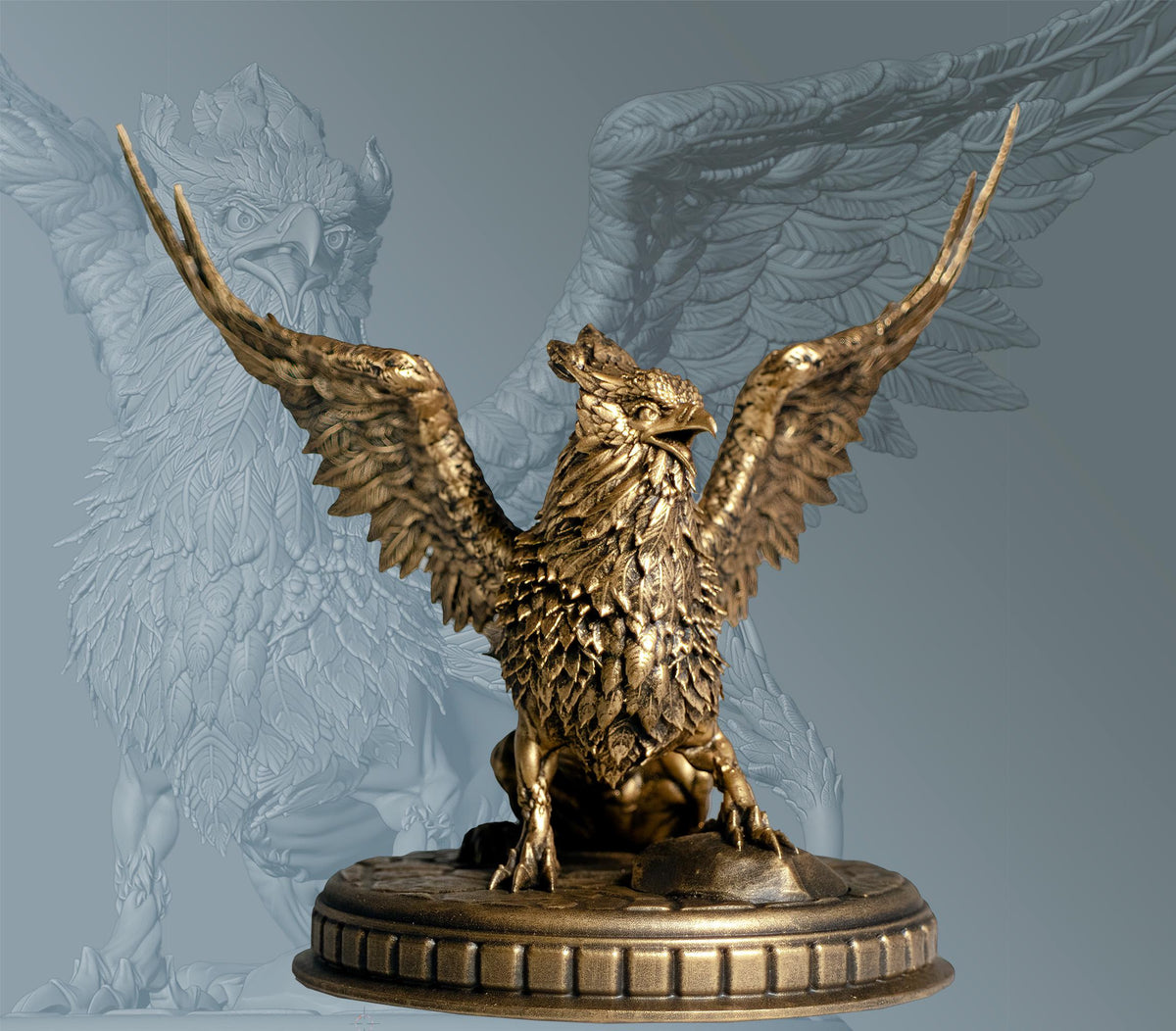Griffin (Griffon, Gryphon) Statue, Mythical Creature in Egypt, India, Europe. (2 sizes, Handmade, UV-resin)