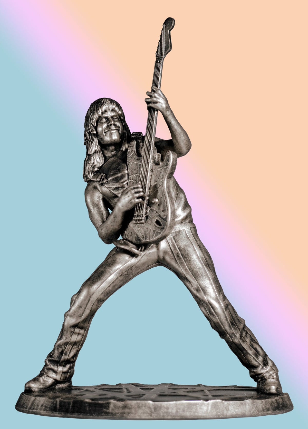 Statue of Eddie Van Halen (EVH), legendary rock-star guitarist (Handmade, UV-resin)
