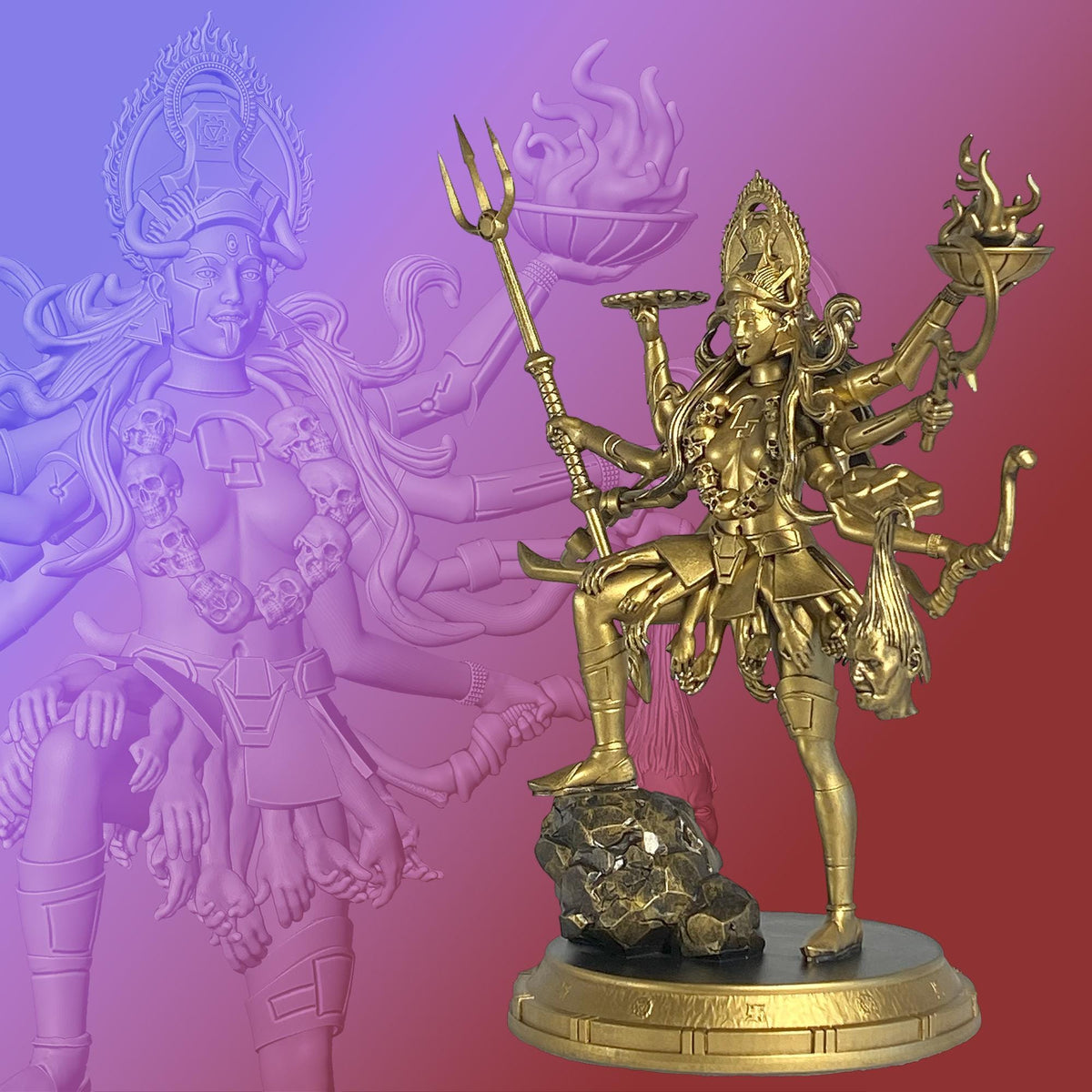 Kali Ma Statue, Goddess of Time and Death, Symbol of Mother Nature (Handmade, UV-resin)