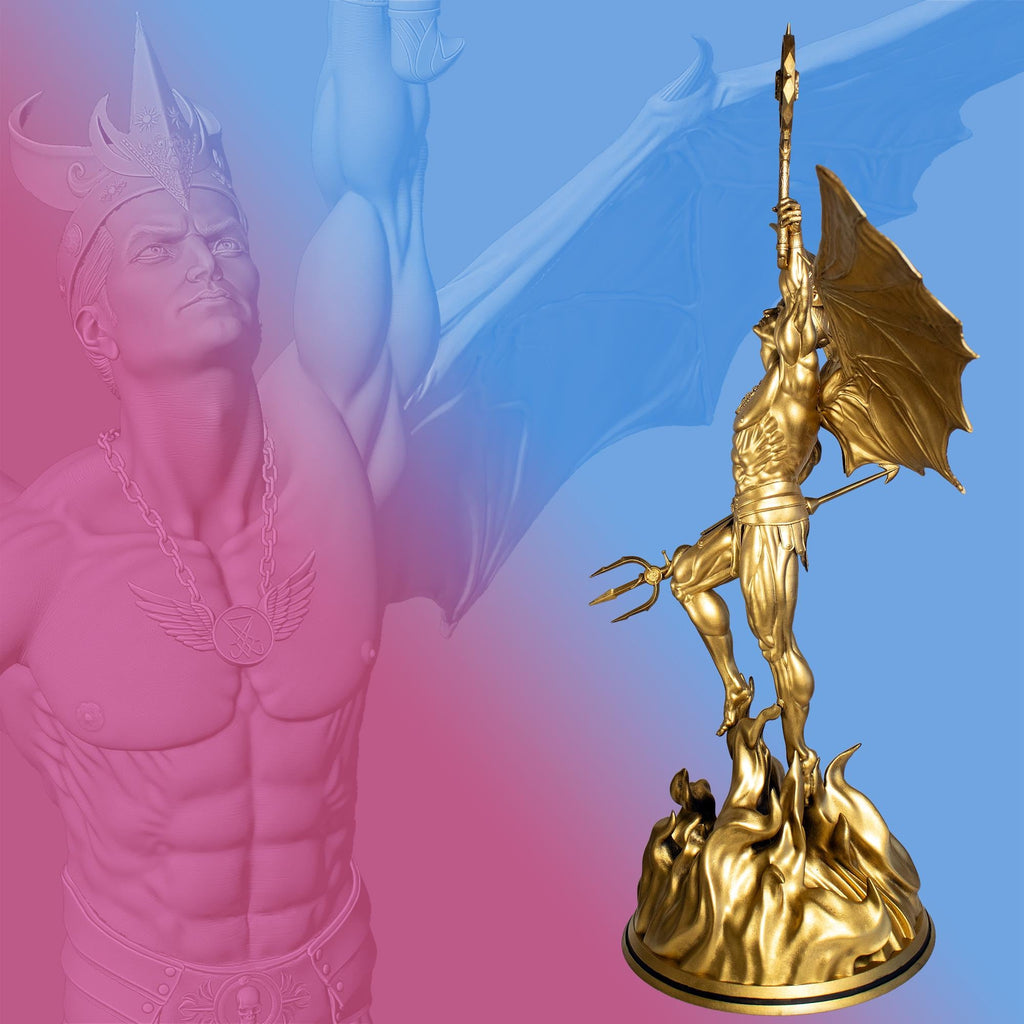 Lucifer Rising Statue, Fallen Angel, Satan, Devil in Christian Theology (Handmade, UV-Resin)
