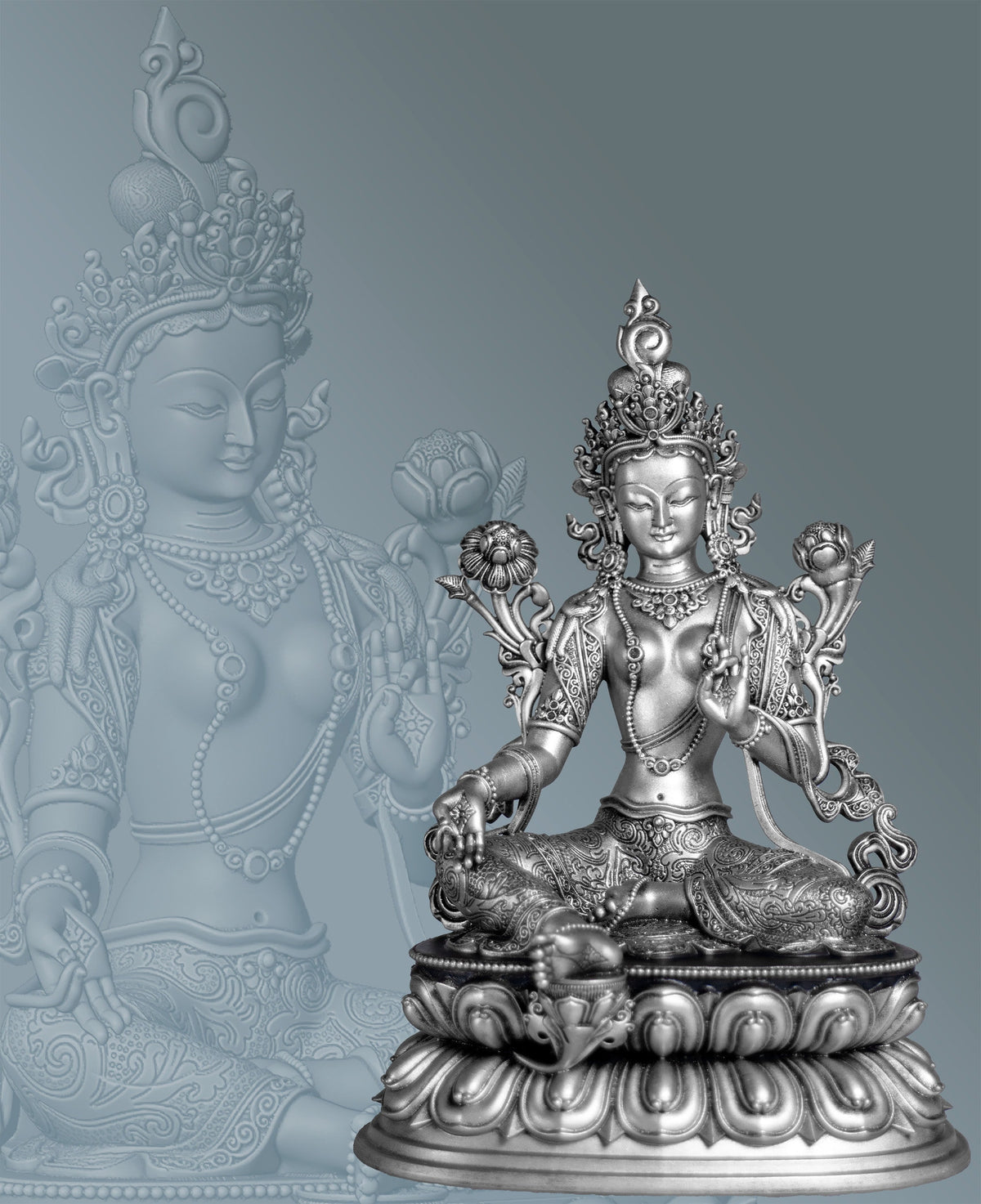 Statue of Tara, Female Bodhisattva, Meditation Deity, Mother of Liberation, Tantra Goddess. (Handmade, UV-resin)