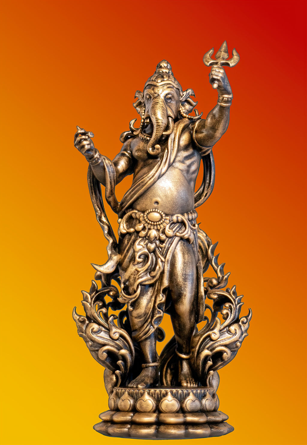 Statue du Seigneur Ganesha debout, dieu à tête d’éléphant des nouveaux départs. (Fait main, résine UV)